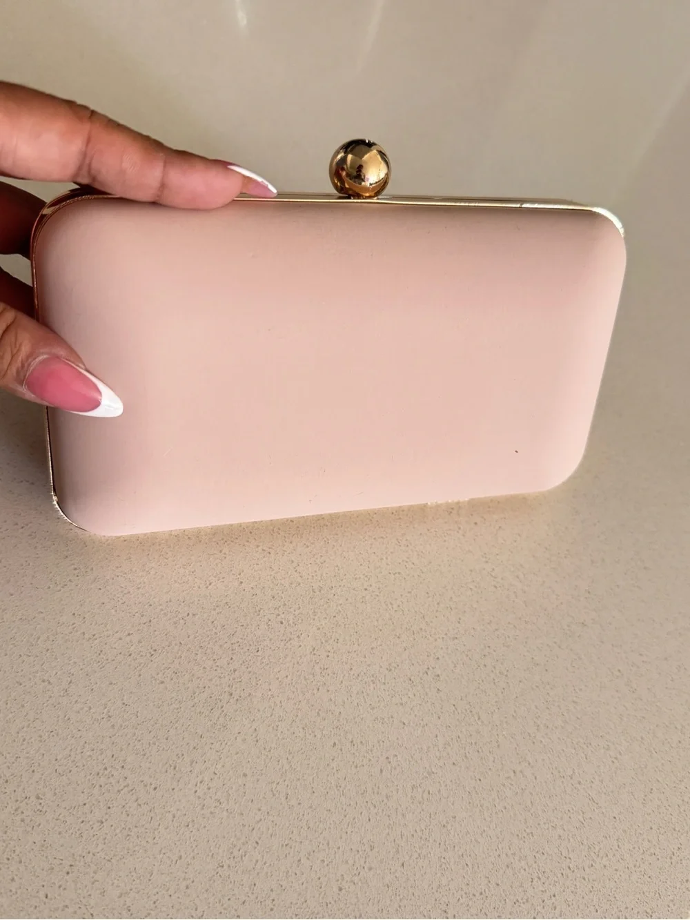 Wanted Girl Pink Clutch with Gold Frame